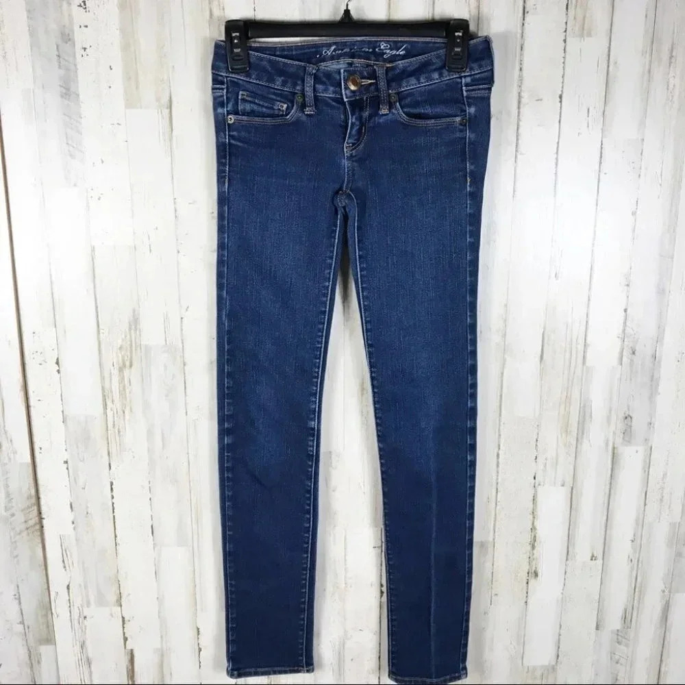 American Eagle AE Skinny Blue Jeans Dark Wash 0 v6x